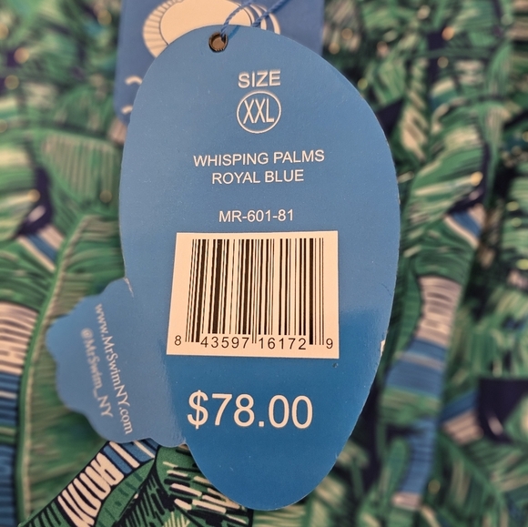 Mr. Swim Palms Blue Swim Trunks Men's Big & Tall Size XXL NWT - Picture 3 of 11